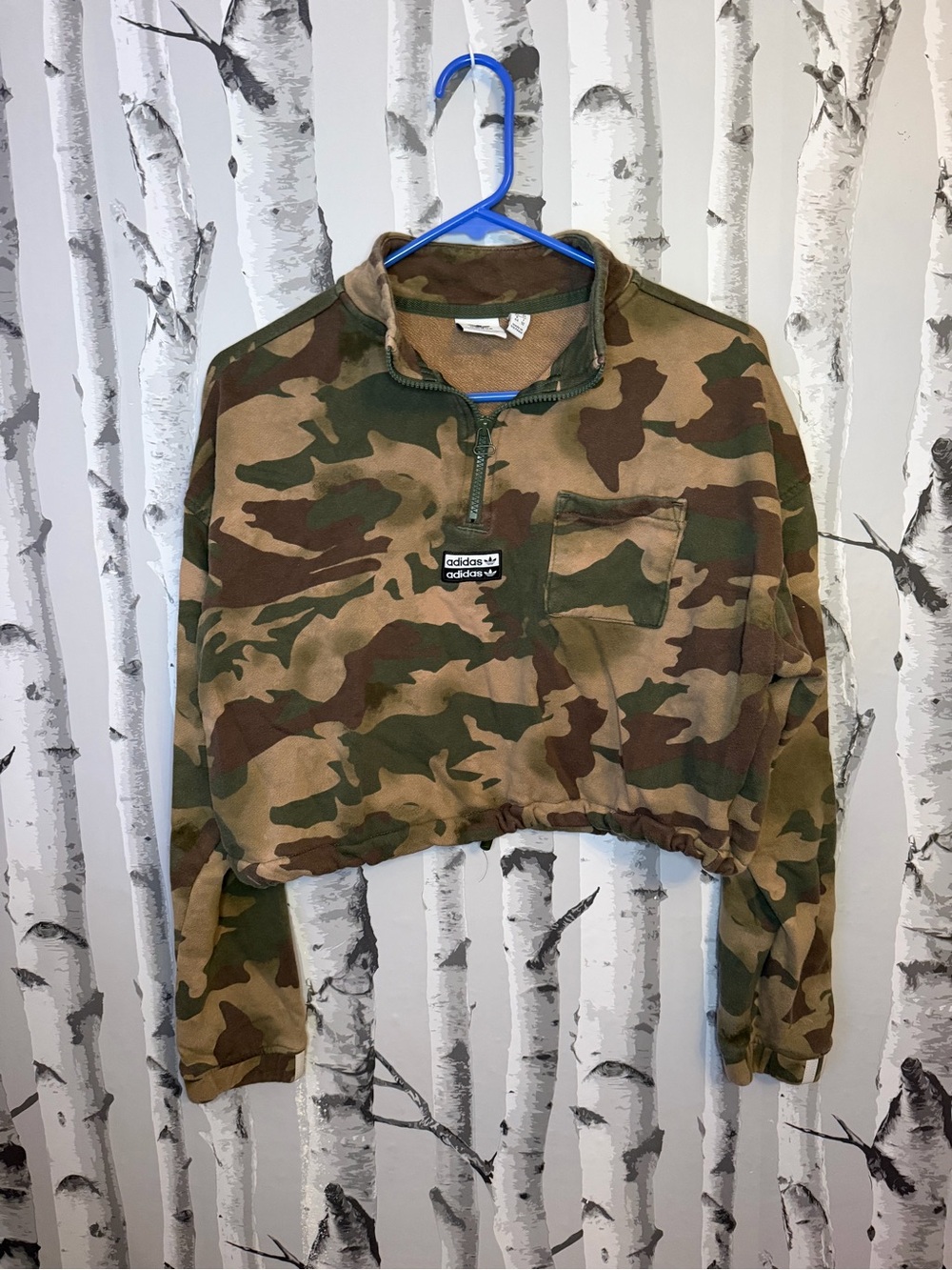 Women’s Adidas Camo Distressed Cropped Jacket